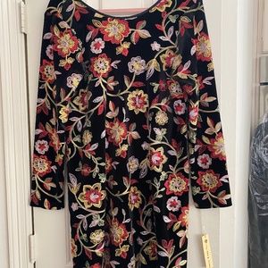 NWOT Uncle Frank velveteen floral/embroidered dress